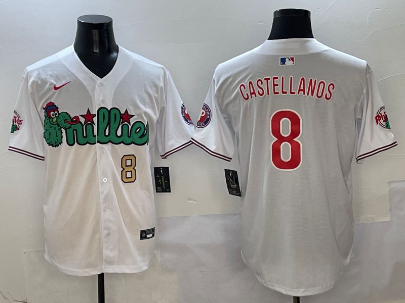 Men Philadelphia Phillies #8 Castellanos White three generations Joint Name Nike 2025 MLB Jersey style 2